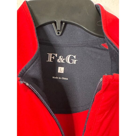 F&G Mens Red Quarter-Zip Pullover Jacket Size L With Embroidered Golf Club Logo - Picture 5 of 9